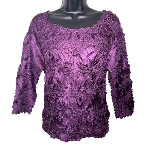 Origami Magic Scarf Dark Purple Quarter Sleeve Artist Inspired Top